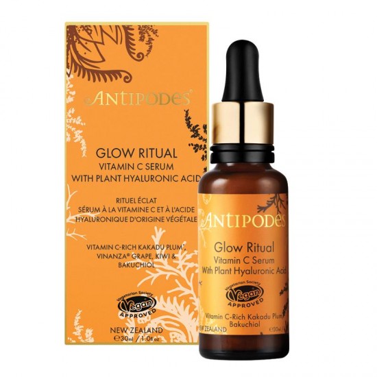 Antipodes Glow Ritual Vitamin C Serum With Plant Hyaluronic Acid 30mlAntipodes黄金维C沁润焕肤精华 30ml【2026/10】