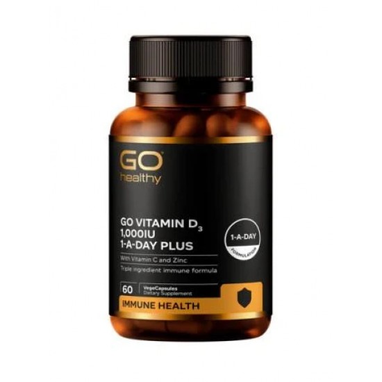 Go Healthy VITAMIN D3 1000IU +VC&zinc 60c 高之源维他命D3胶囊+VC&zinc 60粒 GO6600	【保质期2027/12】