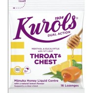 Kurols Dual Action Throat & Chest Lozenges 16s Kurols 双效润喉清肺含片【保质期2027/02】