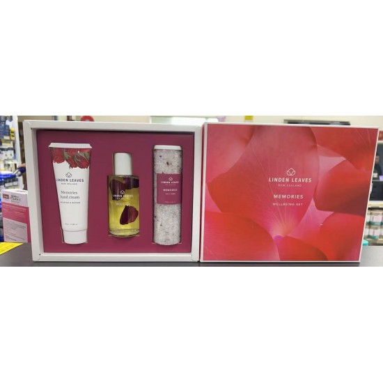 Linden Leaves Memories 套装(玫瑰身体油100ml+玫瑰手霜100ml+玫瑰浴盐240g)