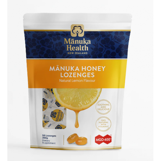 【单包包邮】Manuka health honey Lemon lozenges mgo400  250g 蜜纽康柠檬蜂蜜糖250g【保质期2026/11】
