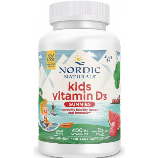 Nordic Naturals Vitamin D3 Gummies Kids挪威小鱼儿童维生素D3软糖(西瓜味) 60粒【保质期2025/07】