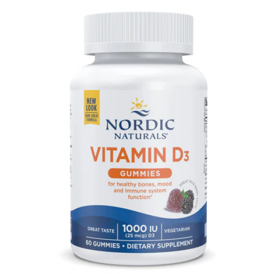 Nordic Naturals Vitamin D3 Gummies Wild Berry -- 1000 IU 成人维生素D3 软糖梅子味60粒【保质期2025/04】