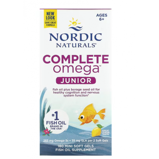 Nordic Naturals Junior 283mg omega3 挪威小鱼青少年儿童DHA鱼油胶囊6-12岁 90粒 【保质期2026/10】