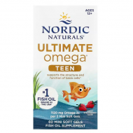 Nordic Naturals Ultimate Omega Teen 挪威小鱼青少年鱼油Omega 草莓味 12+岁 60粒【保质期2028/12】