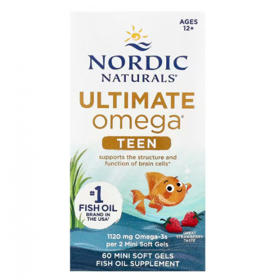 Nordic Naturals Ultimate Omega Teen 挪威自然青少年鱼油Omega 草莓味 12+岁 60粒 【保质期2028/03】