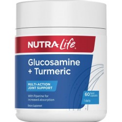Nutra Life Glucosamine + Turmeric 60 Capsules 纽乐维骨力+姜黄素 60粒【保质期2027/06】 Nutra Life Glucosamine + Turmeric 60 Capsules 纽乐维骨力+姜黄素 60粒【保质期2027/06】