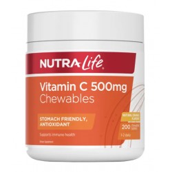 Nutra Life Vitamin C 500mg 200 Vc 纽乐Vc咀嚼片500mg 200片 ns5350【保质期2028/06】 Nutra Life Vitamin C 500mg 200 Vc 纽乐Vc咀嚼片500mg 200片 ns5350【保质期2028/06】