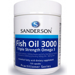 SANDERSON Fish Oil 3000mg 深海三倍鱼油 3000mg 150粒【保质期2029/12】