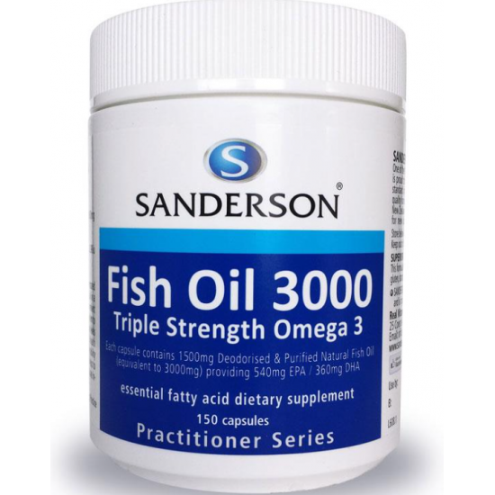 SANDERSON Fish Oil 3000mg 深海三倍鱼油 3000mg 150粒【保质期2029/12】