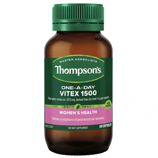 Thompson's vitex 汤普森 圣洁莓60粒 1500mg 改善月经不调 治疗痤疮 多囊卵巢等问题  【保质期2025/05】