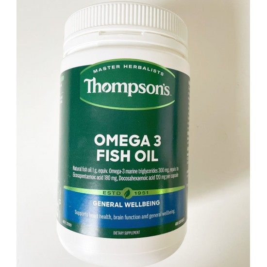 Thompsons Omega 3 Fish Oil 1000mg 400s 汤普森鱼油胶囊 omega-3深海鱼油1000mg 400粒【保质期2026/02】