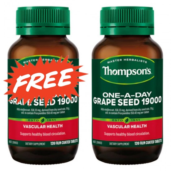 【买一送一，拍1份发2瓶】Thompson's 汤普森 葡萄籽19000mg  120粒 【保质期2026/04】