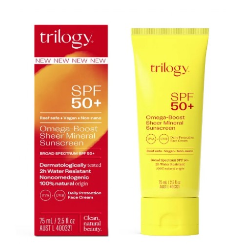 Trilogy 趣乐活 SPF50+ Omega-Boost Mineral Sunscreen 75ml 矿物质防晒霜SPF50+ 75ml TRFC153【保质期2027.10】