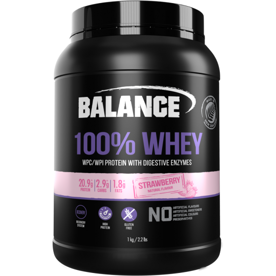 Balance 100 Whey Natural Strawberry 1kg 纯蛋白粉(草莓味) BP0622【保质期2025/07】