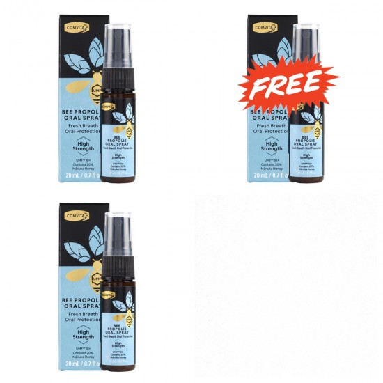 【买二送一，拍一份发三支】Comvita 康维他   蜂胶口腔喷雾 加强型蜂胶精华液   20ml 【保质期2026/10】