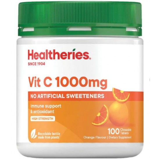 Healtheries Vit C 贺寿利维C咀嚼片 1000mg 100片【保质期2027/04】