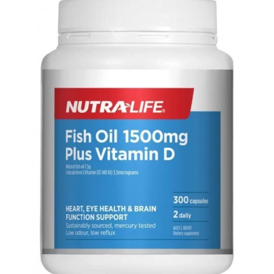Nutra Life Fish Oil 1500mg 纽乐鱼油+VD 胶囊1500mg 300粒【保质期2027/01】