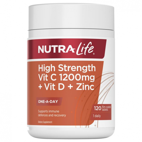 Nutra Life Vit C +VD+Zinc 纽乐维C咀嚼片+VD+锌 1200mg 120片【保质期2028/08】