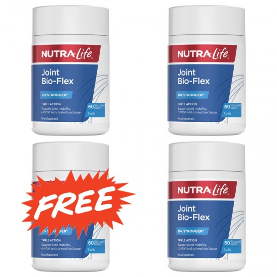 【买三送一，拍一份发4瓶】Nutra Life Joint Bio-Flex 60c 纽乐 10倍强度关节灵白金版 60粒 【保质期2026/09】