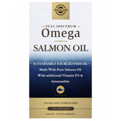 Solgar Full Spectrum Omega Salmon Oil 三文鱼油+维生素 D3&虾青素 120粒【保质期2028/09】