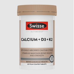 Swisse Ultiboost Calcium + D3 + K2 柠檬酸钙+D3+K2 60片【保质期2028/10】