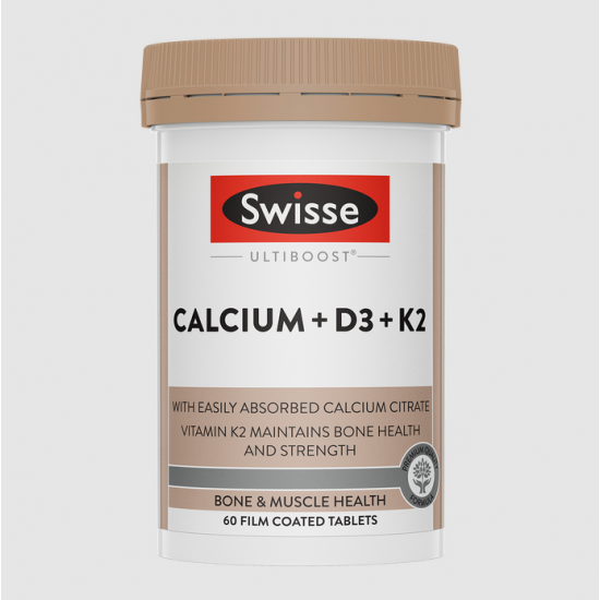 Swisse Ultiboost Calcium + D3 + K2 柠檬酸钙+D3+K2 60片【保质期2028/10】